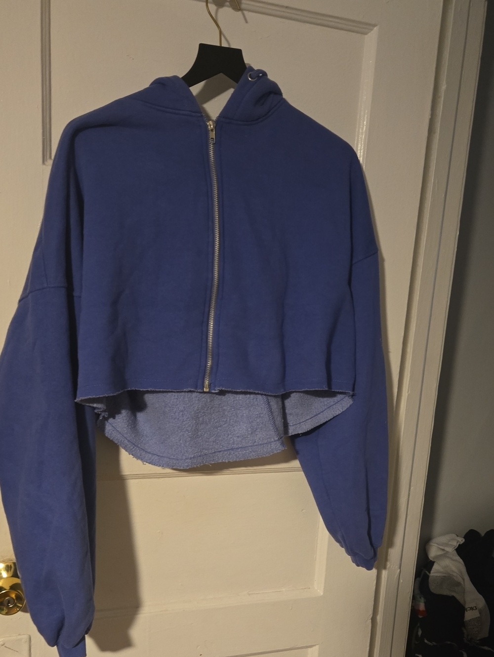 Fashion Nova Cropped Hoodie Jacket in Periwinkle